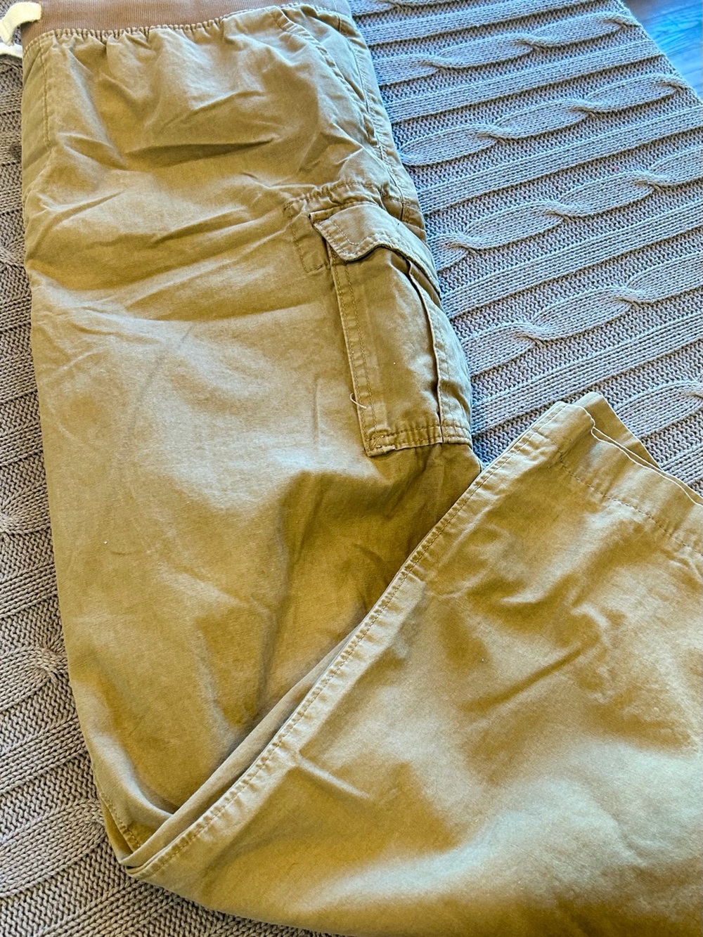 Land End Boys' Pull-On Khaki Cargo Pants, 18H-20H